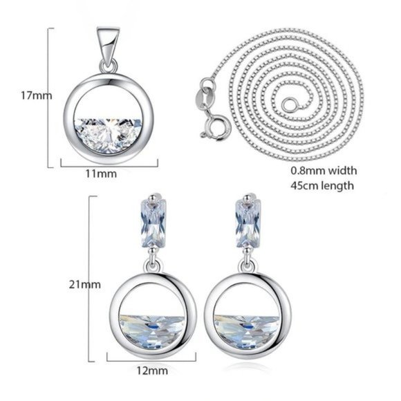 *NEW[Set of 2] Sterling Silver Diamond Waterdrop A - Picture 7 of 7